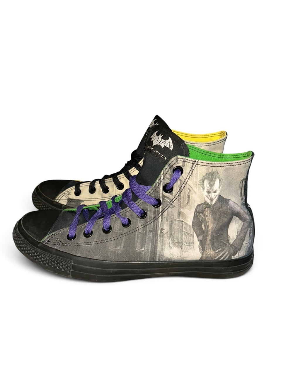 Batman Arkham Joker Converse High Tops Sneakers TM & DC Comics Size M10 W12